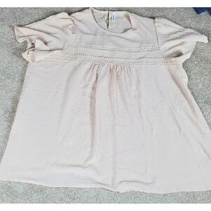 FALECHAY Women's Top Shirt Size 3XL Cream Color Nubby Fabric Button At Back Neck